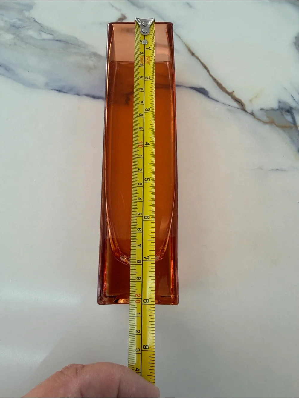 Amber Tapered Rectangular Glass Vase - Modern Accent